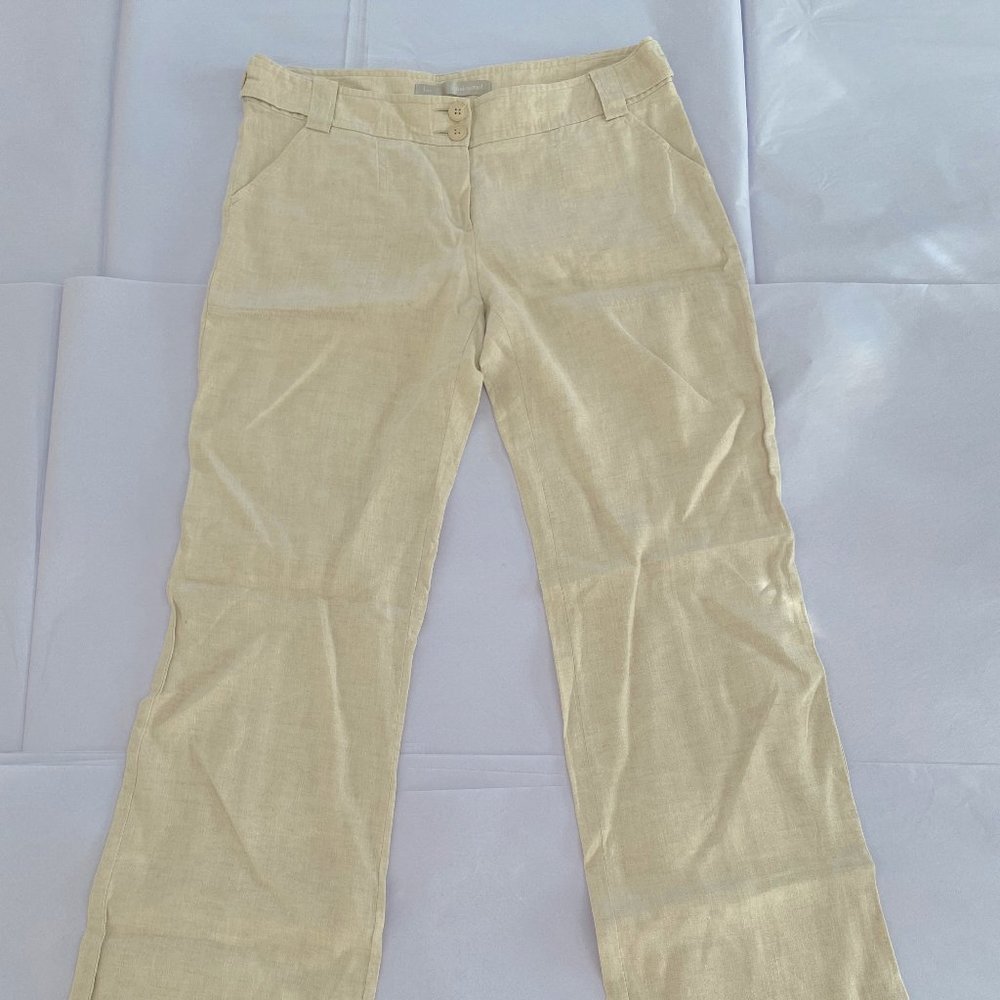 Patrick Gerard Linen Wide Leg Pants Light Beige Summer Trousers, IT Size 40